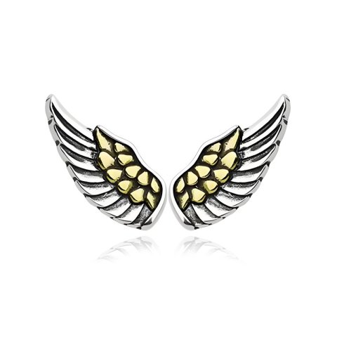 (image for) Angel Wing Stud Earrings in Antiqued Sterling Silver