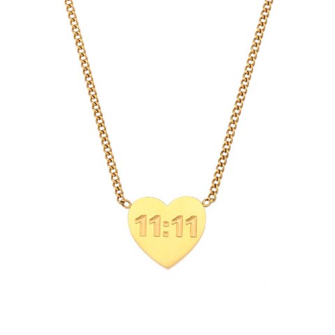 (image for) 1111 Angel Number Heart Necklace Gold