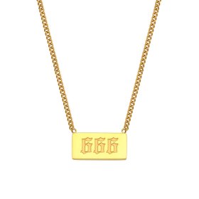 (image for) 666 Angel Number Bar Necklace Gold Silver