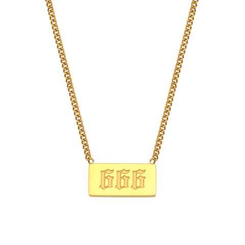 (image for) 666 Angel Number Bar Necklace Gold Silver
