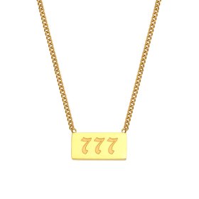 (image for) 777 Angel Number Bar Necklace Gold Silver