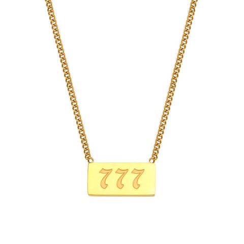 (image for) 777 Angel Number Bar Necklace Gold Silver
