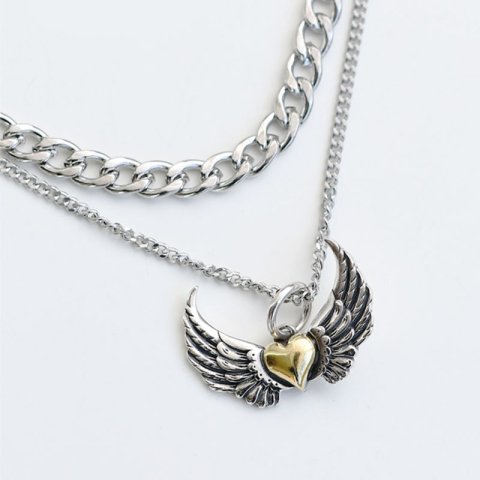 (image for) Angel Wing Heart Necklace in Sterling Silver