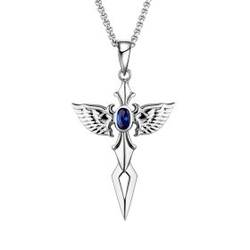 (image for) Cross with Angel Wings Necklace in Sterling Silver