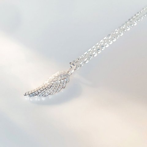 (image for) Diamond Angel Wing Pendant in Sterling Silver