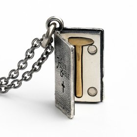 (image for) Holy Bible Pendant Necklace with Gold Hammer Charm