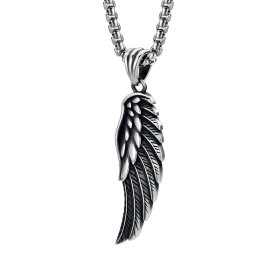 (image for) Mens Angel Wing Necklace in Antiqued Sterling Silver