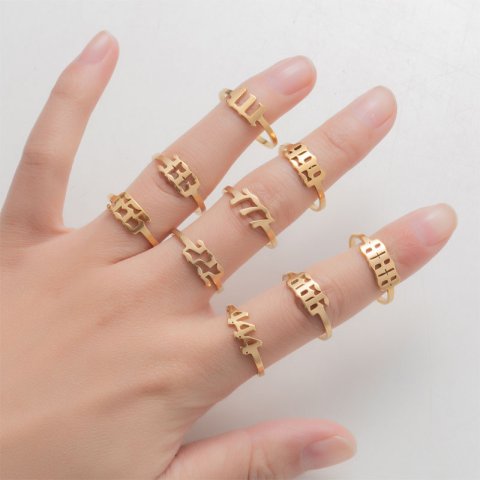 (image for) Angel Number Ring Gold Silver