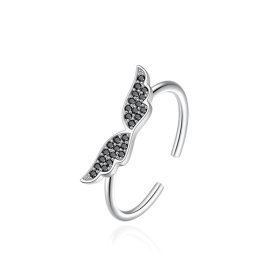 (image for) Black Diamond Angel Wing Ring in Sterling Silver
