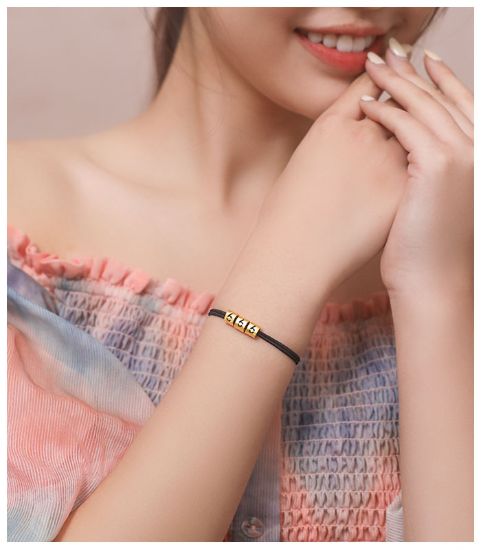 Gold Angel Number Hair Tie Bracelet