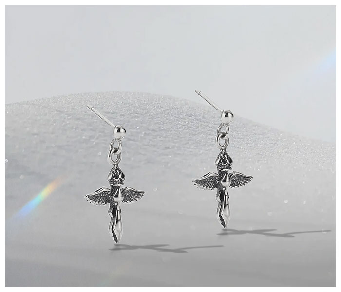 Angel Wing Cross Earrings