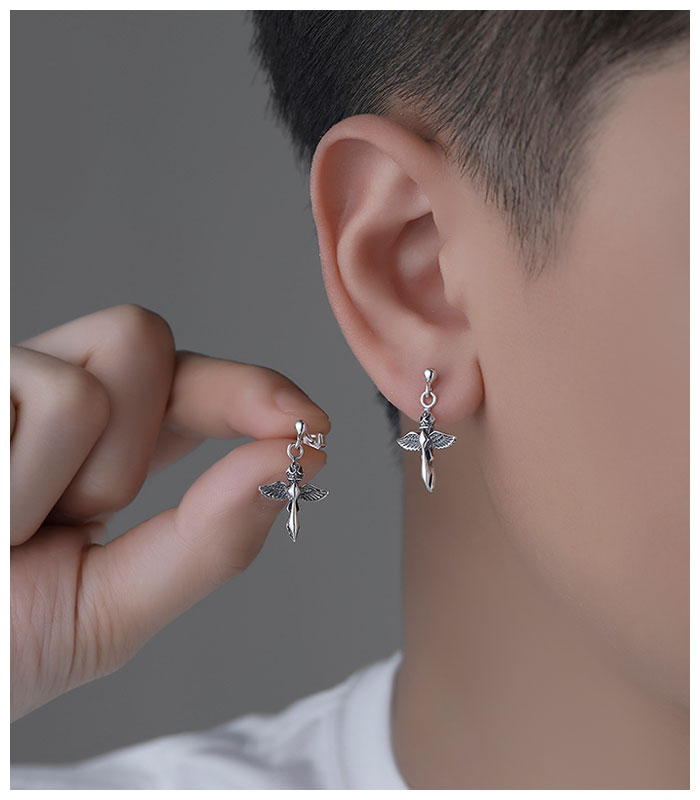 Angel Wing Cross Earrings