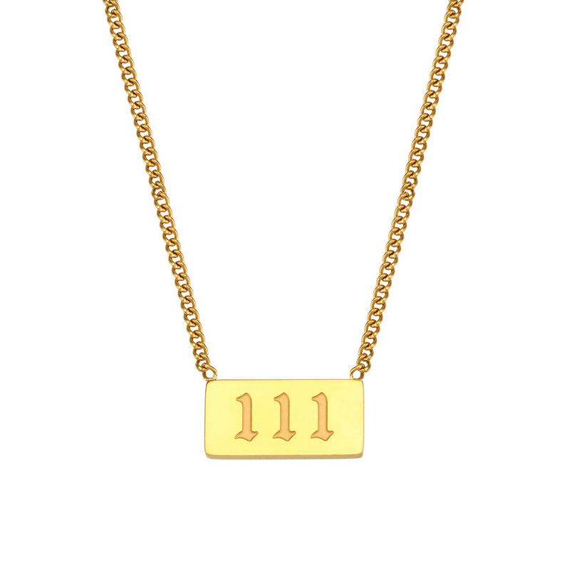 111 Angel Number Bar Necklace Gold Silver (image for) 111 Angel Number Bar Necklace Gold Silver