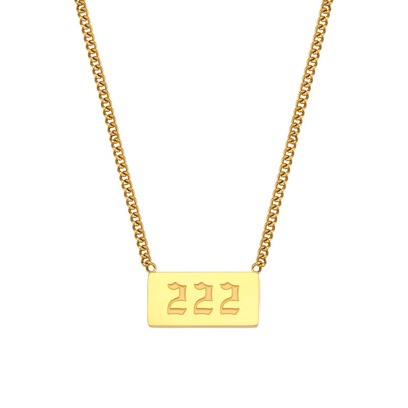 222 Angel Number Bar Necklace Gold Silver (image for) 222 Angel Number Bar Necklace Gold Silver