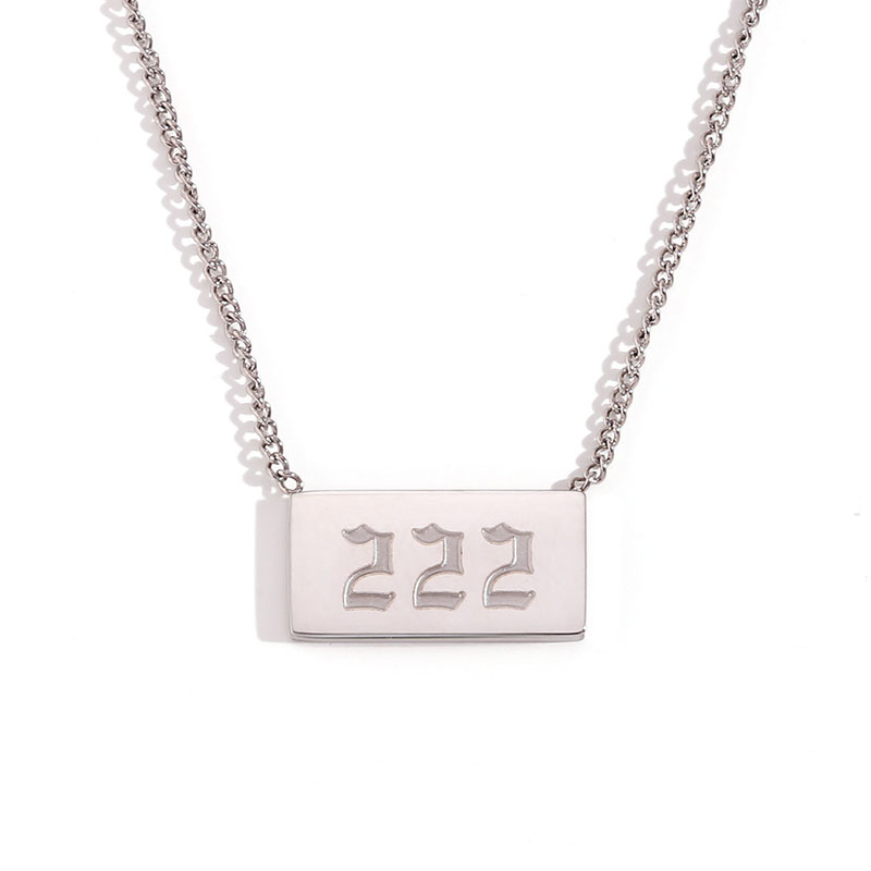 222 Angel Number Bar Necklace Gold Silver (image for) 222 Angel Number Bar Necklace Gold Silver