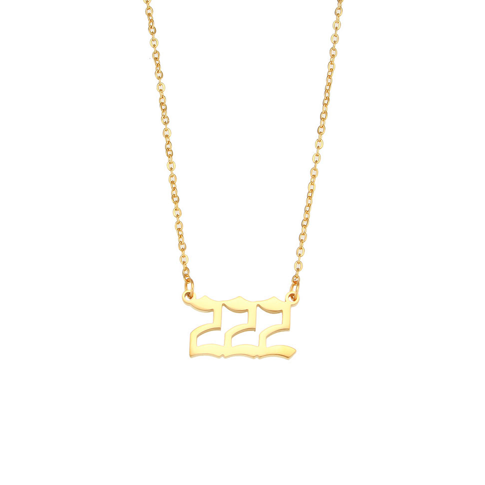 222 Angel Number Necklace Gold (image for) 222 Angel Number Necklace Gold