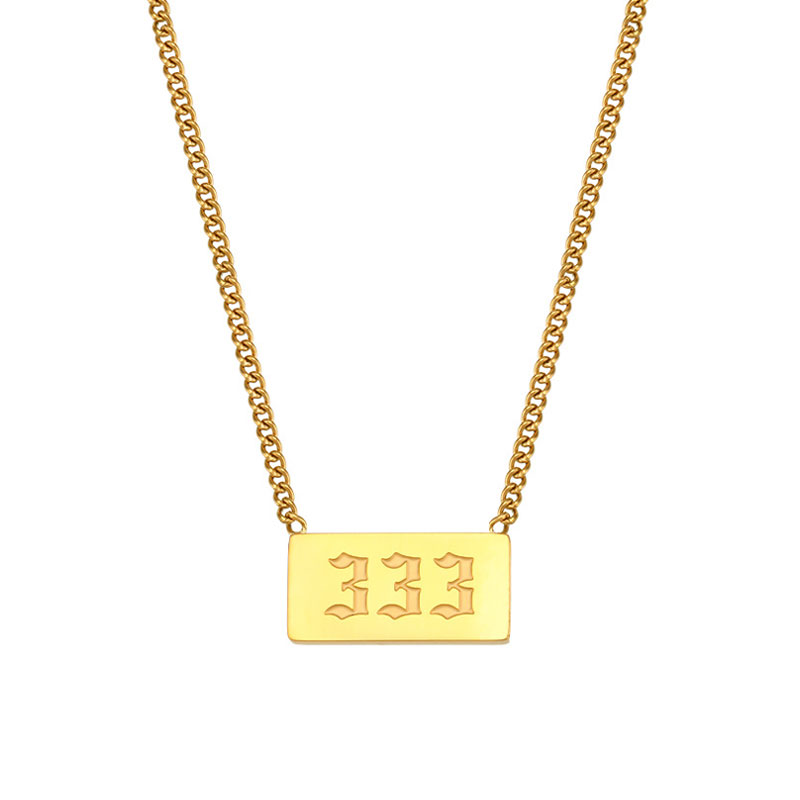 333 Angel Number Bar Necklace Gold Silver (image for) 333 Angel Number Bar Necklace Gold Silver