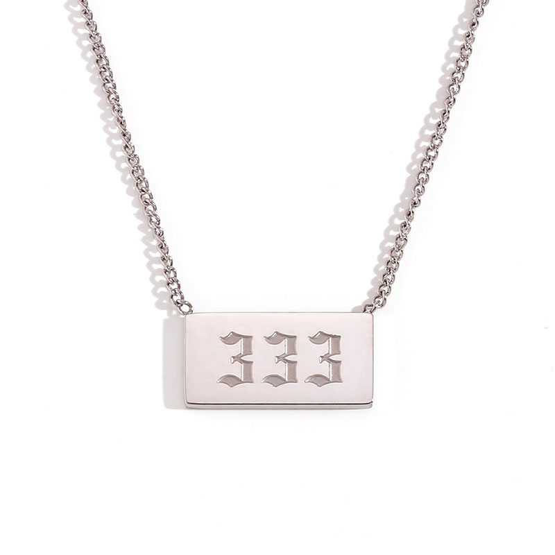 333 Angel Number Bar Necklace Gold Silver (image for) 333 Angel Number Bar Necklace Gold Silver