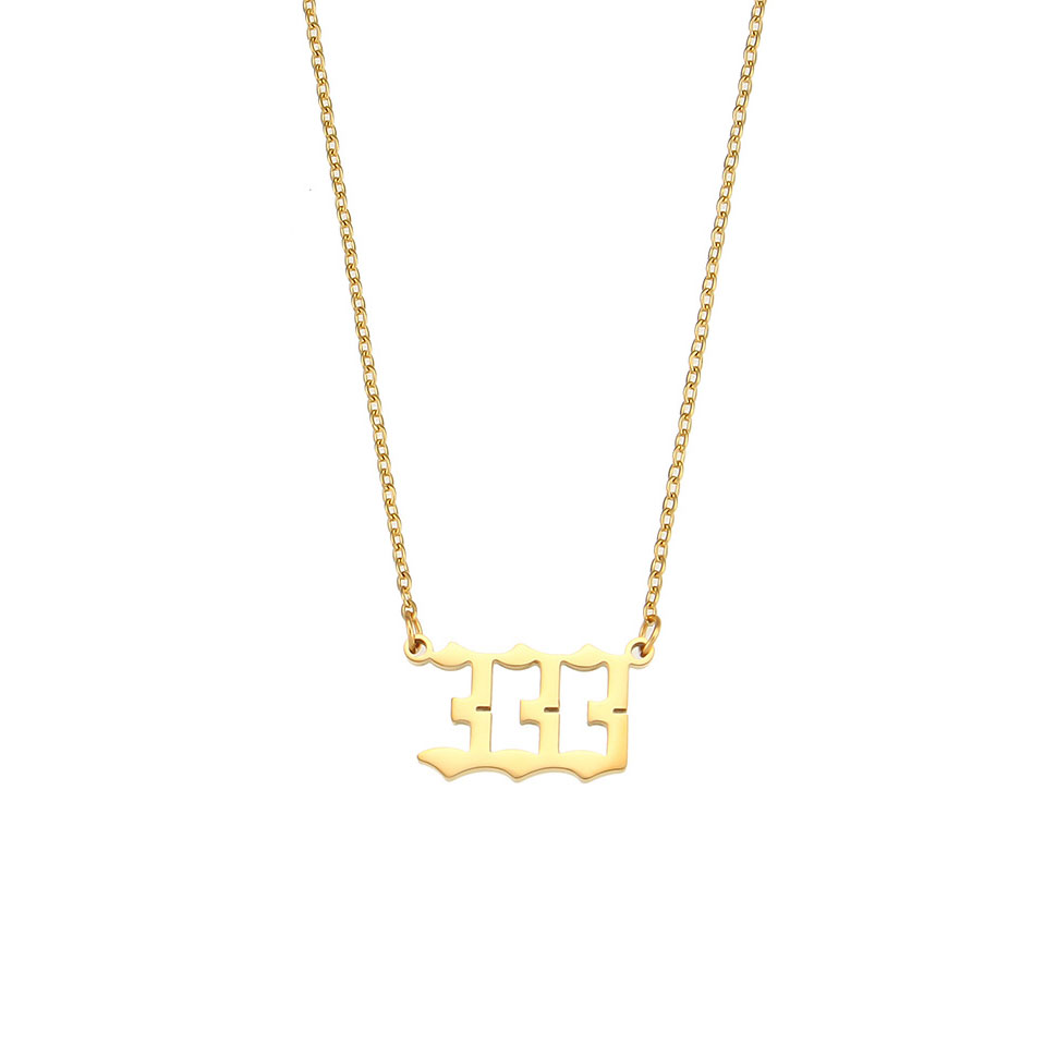 333 Angel Number Necklace Gold (image for) 333 Angel Number Necklace Gold