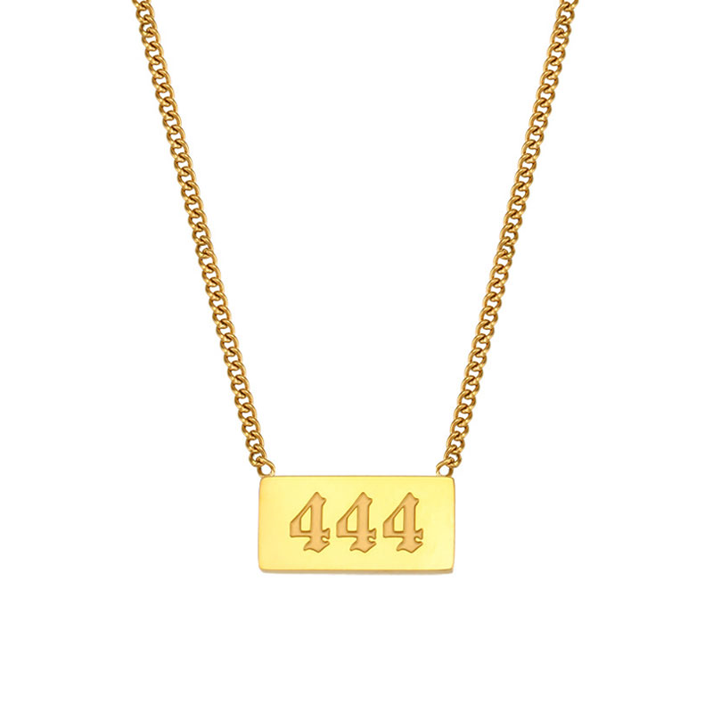 444 Angel Number Bar Necklace Gold Silver (image for) 444 Angel Number Bar Necklace Gold Silver