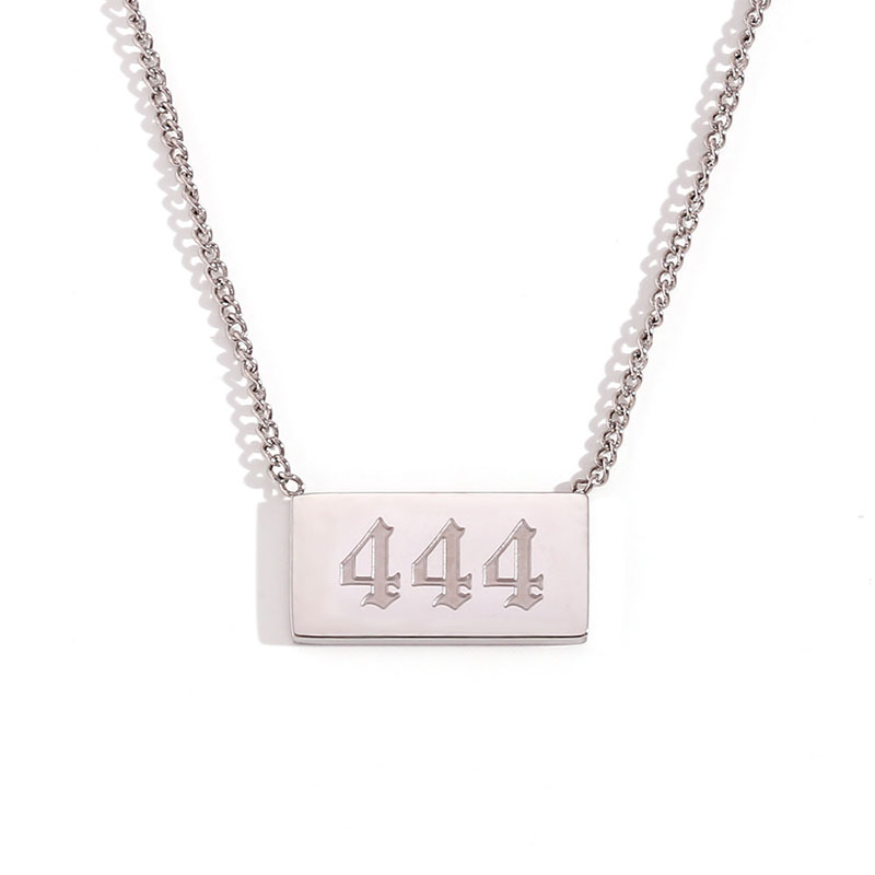 444 Angel Number Bar Necklace Gold Silver (image for) 444 Angel Number Bar Necklace Gold Silver
