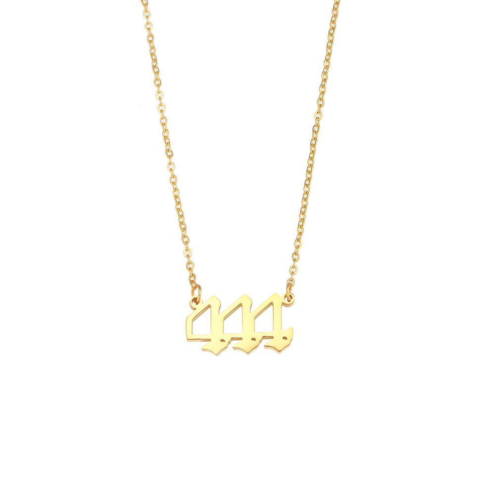 444 Angel Number Necklace Gold (image for) 444 Angel Number Necklace Gold