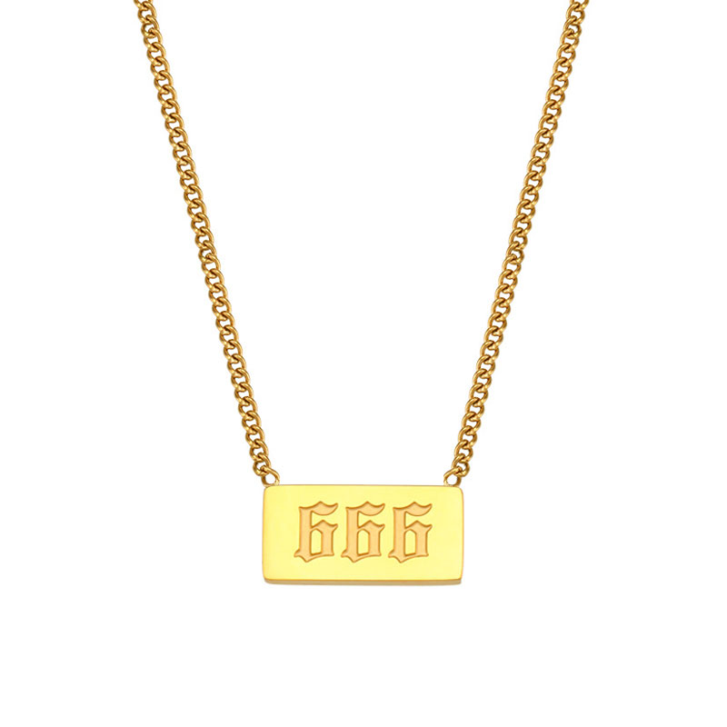 666 Angel Number Bar Necklace Gold Silver (image for) 666 Angel Number Bar Necklace Gold Silver