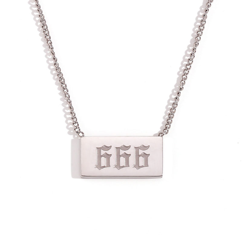 666 Angel Number Bar Necklace Gold Silver (image for) 666 Angel Number Bar Necklace Gold Silver