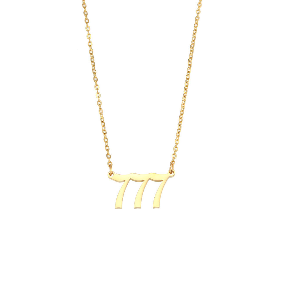 777 Angel Number Necklace Gold (image for) 777 Angel Number Necklace Gold