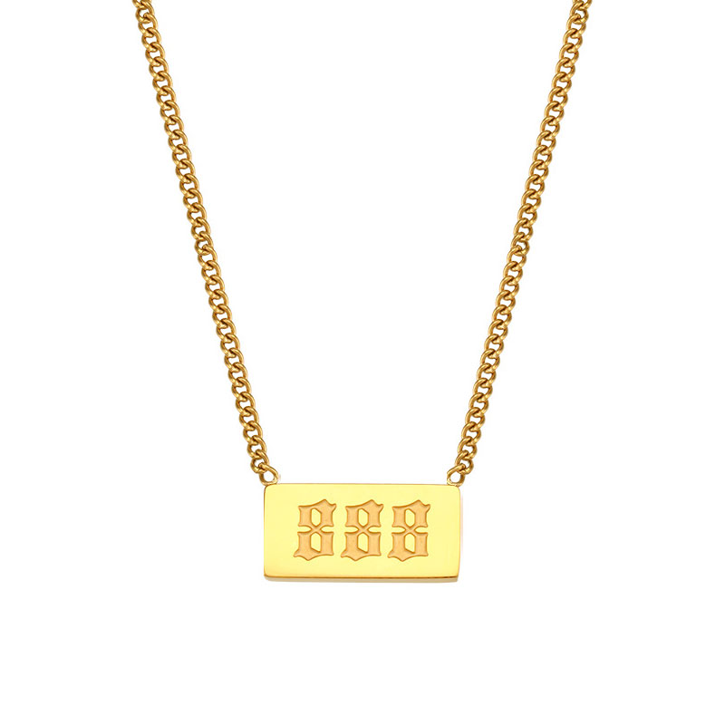 888 Angel Number Bar Necklace Gold Silver (image for) 888 Angel Number Bar Necklace Gold Silver