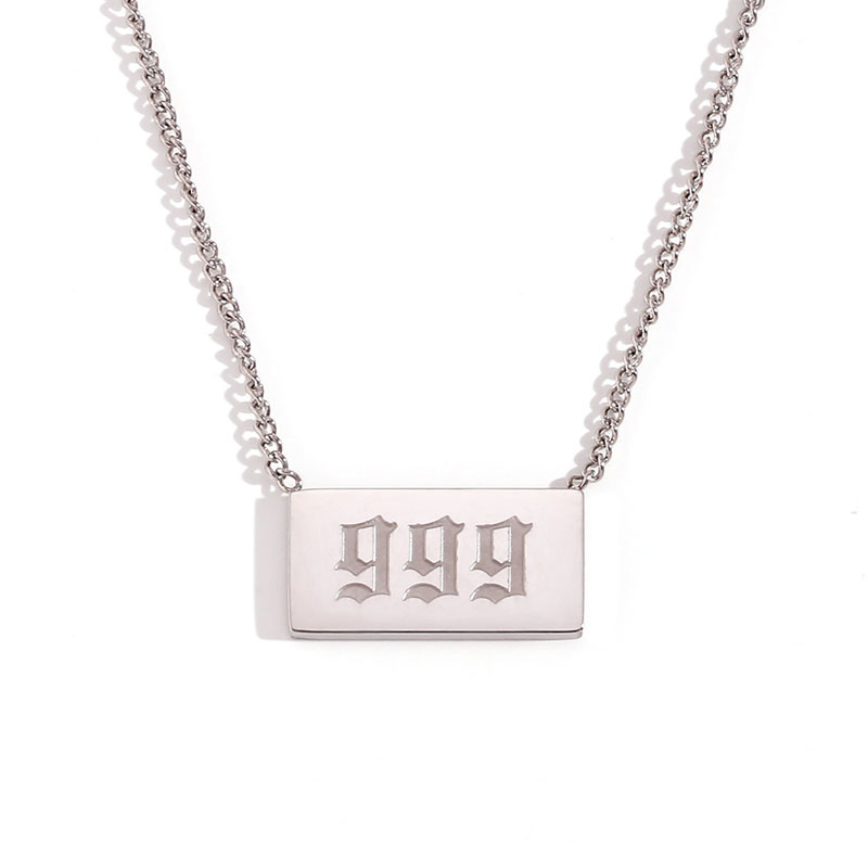 999 Angel Number Bar Necklace Gold Silver (image for) 999 Angel Number Bar Necklace Gold Silver