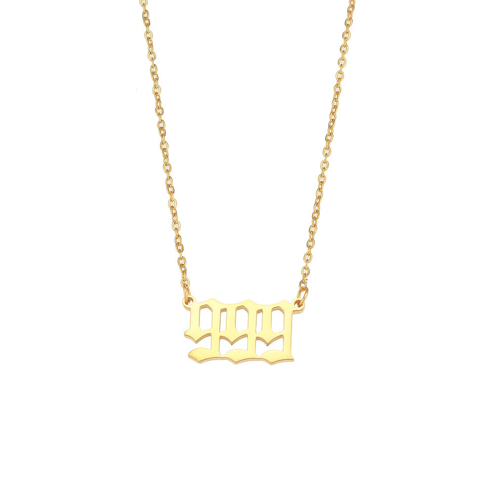999 Angel Number Necklace Gold (image for) 999 Angel Number Necklace Gold
