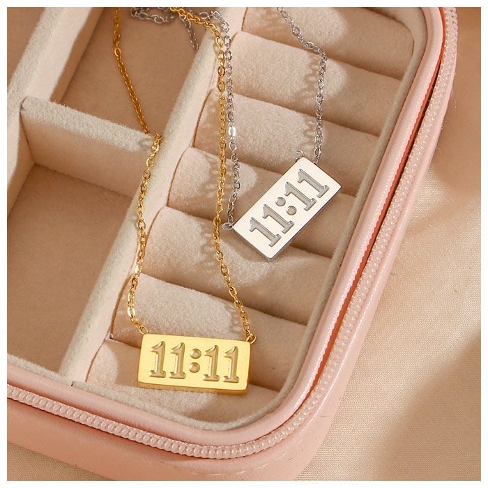 1111 Angel Number Bar Necklace Gold Silver