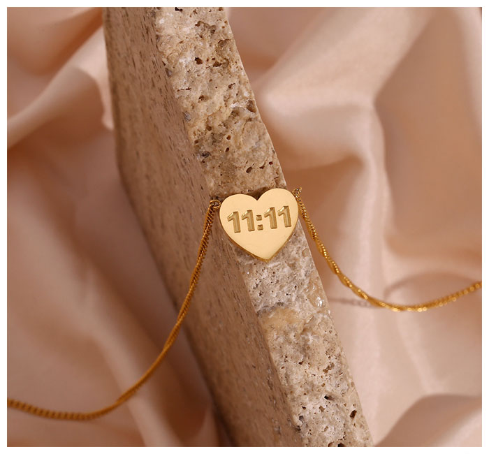 1111 Angel Number Heart Necklace Gold Silver