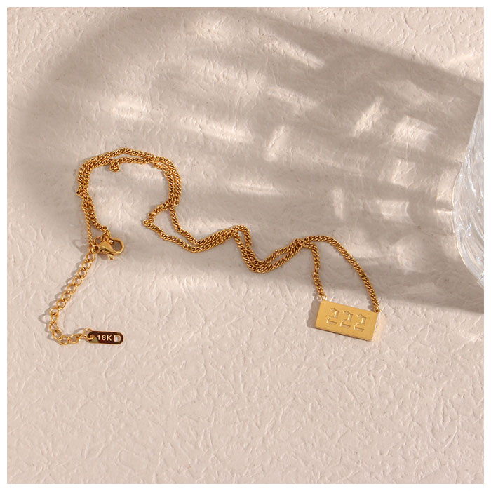 222 Angel Number Bar Necklace Gold Silver