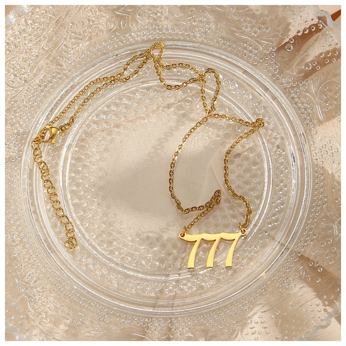 777 Angel Number Necklace Gold