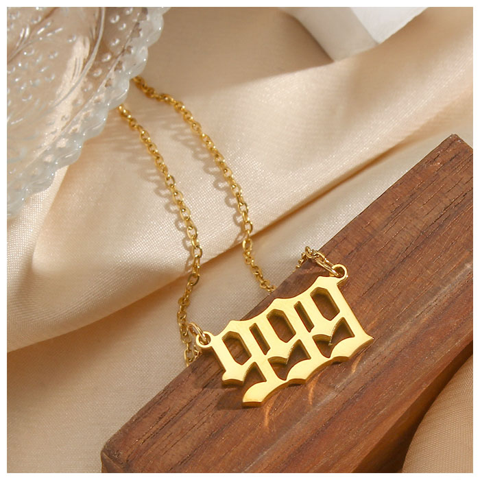 999 Angel Number Necklace Gold