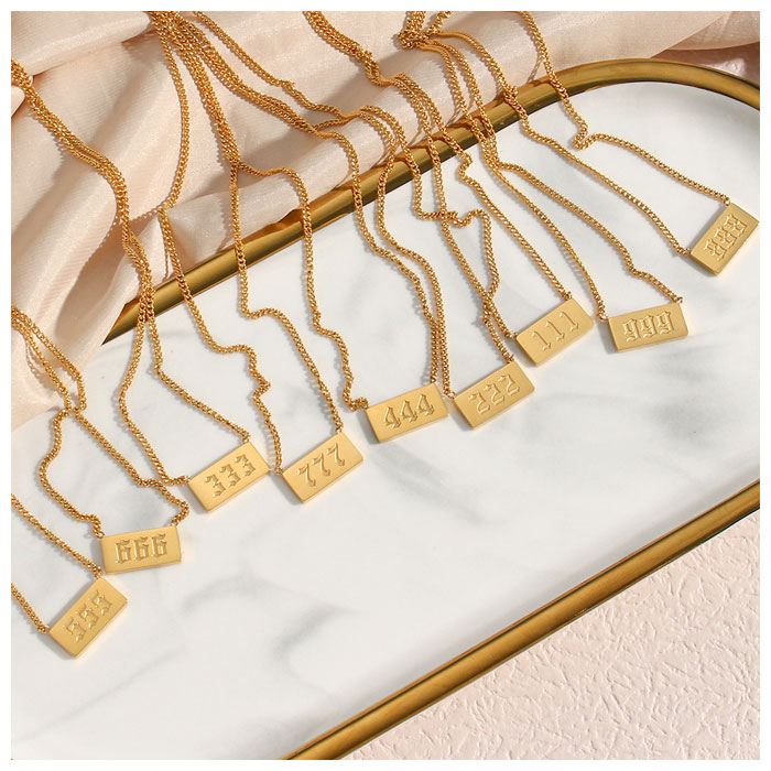 555 Angel Number Bar Necklace Gold Silver