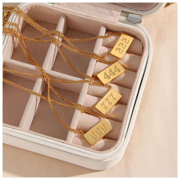 555 Angel Number Bar Necklace Gold Silver