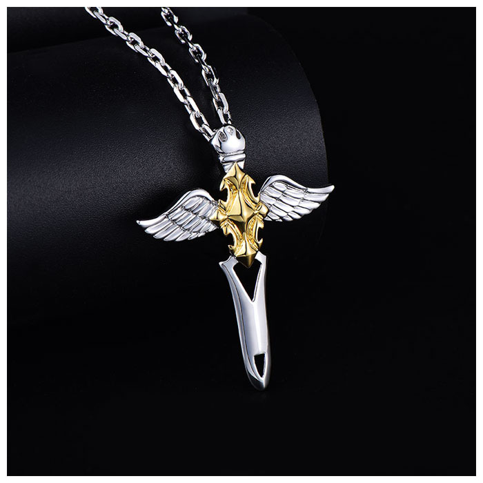Cross and Angel Wing Necklace