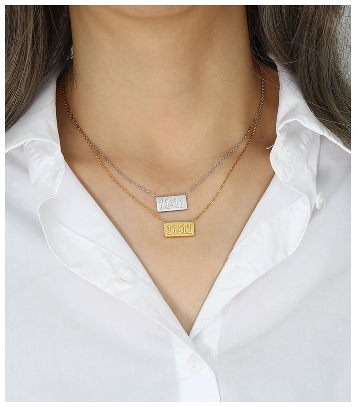 1111 Angel Number Bar Necklace Gold Silver