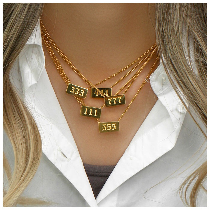 555 Angel Number Bar Necklace Gold Silver