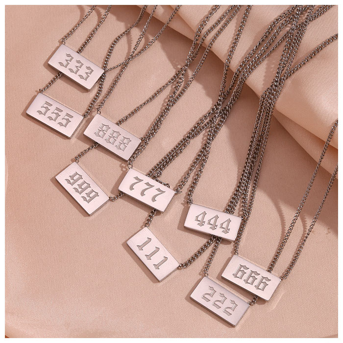 555 Angel Number Bar Necklace Gold Silver