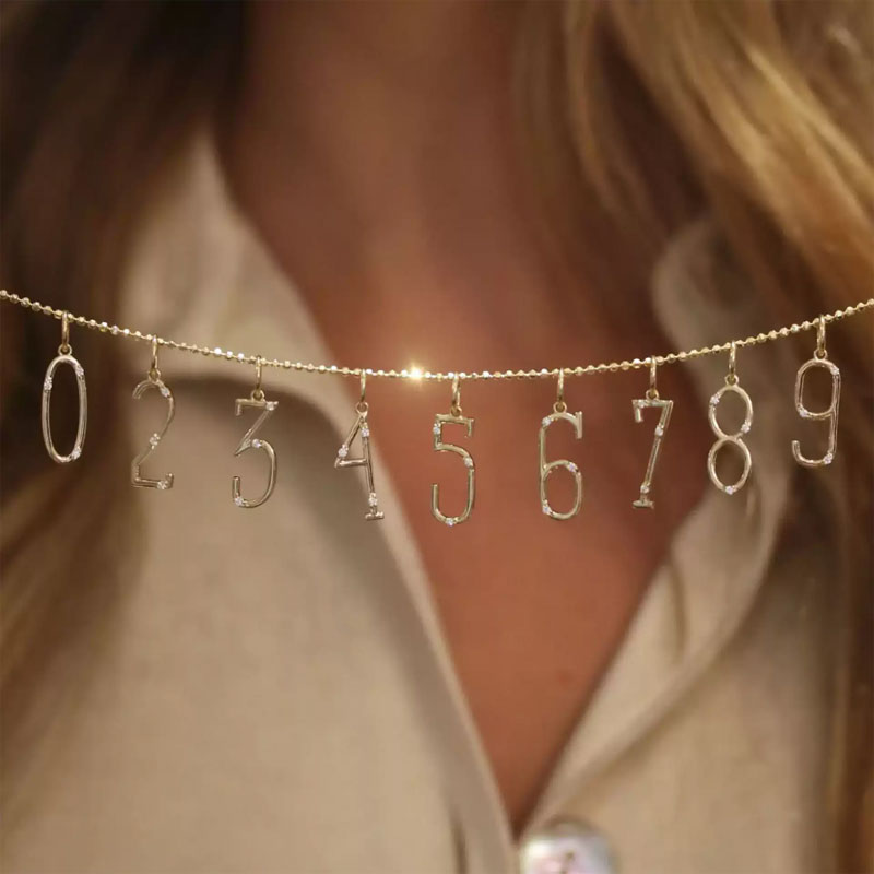 Dimoand Angel Number Necklace Gold (image for) Dimoand Angel Number Necklace Gold