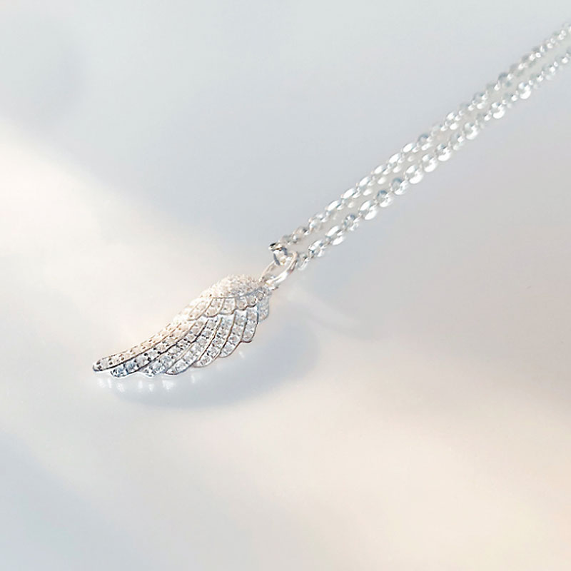 Diamond Angel Wing Pendant in Sterling Silver (image for) Diamond Angel Wing Pendant in Sterling Silver