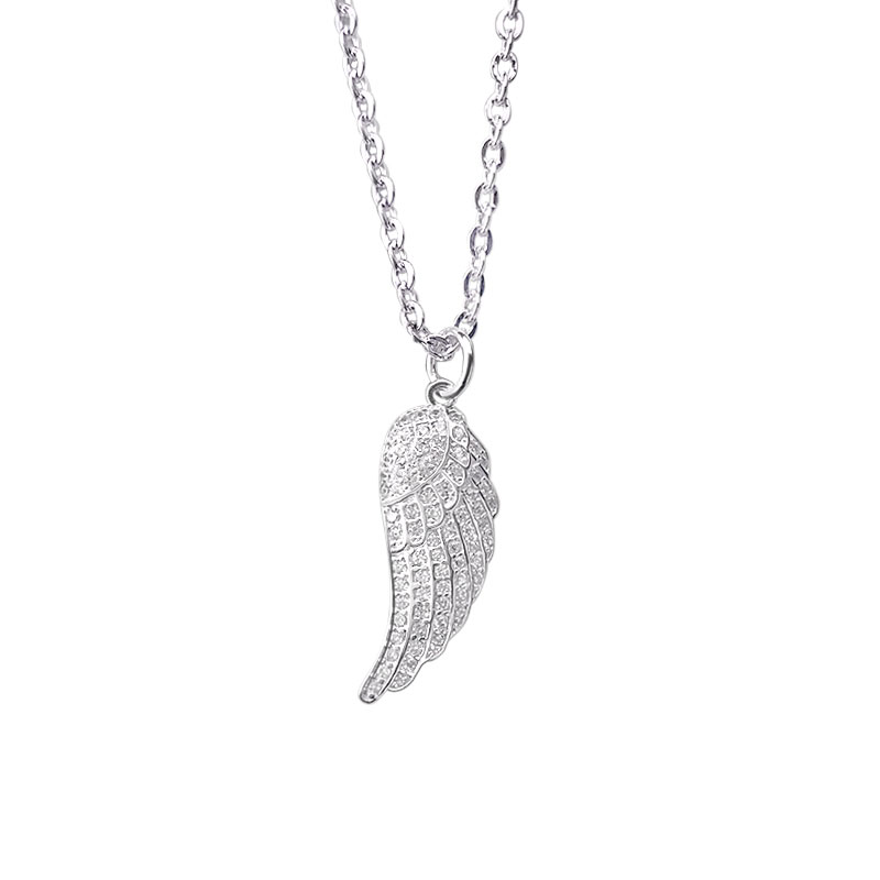 Diamond Angel Wing Pendant in Sterling Silver (image for) Diamond Angel Wing Pendant in Sterling Silver