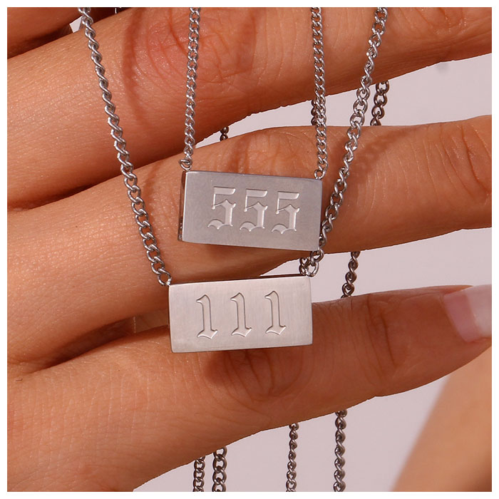 555 Angel Number Bar Necklace Gold Silver