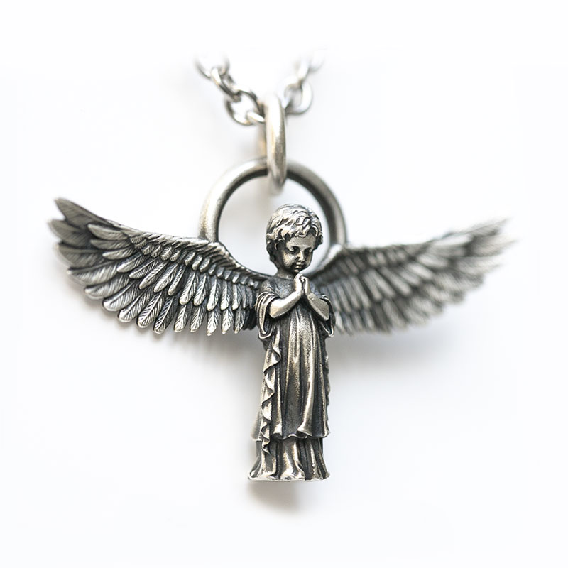 Guardian Angel Pendant in Sterling Silver (image for) Guardian Angel Pendant in Sterling Silver
