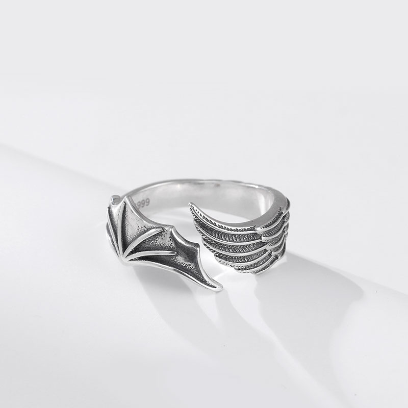 Angel Wing and Devil Wing Ring in Sterling Silver (image for) Angel Wing and Devil Wing Ring in Sterling Silver