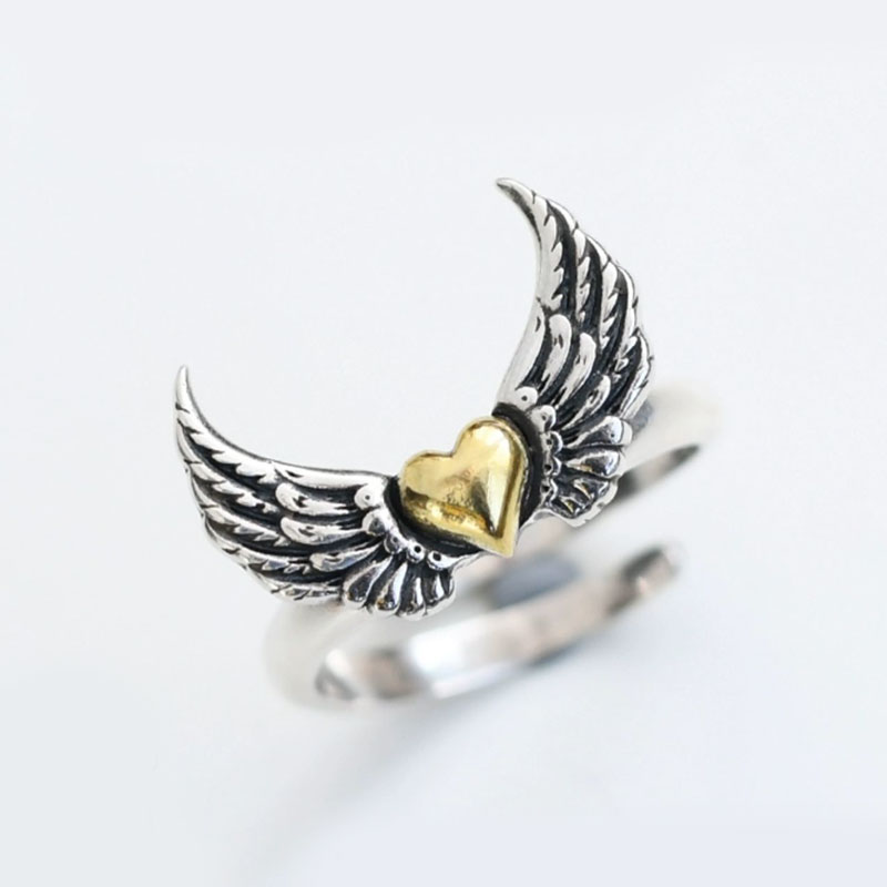 Angel Wing Heart Ring in Sterling Silver (image for) Angel Wing Heart Ring in Sterling Silver